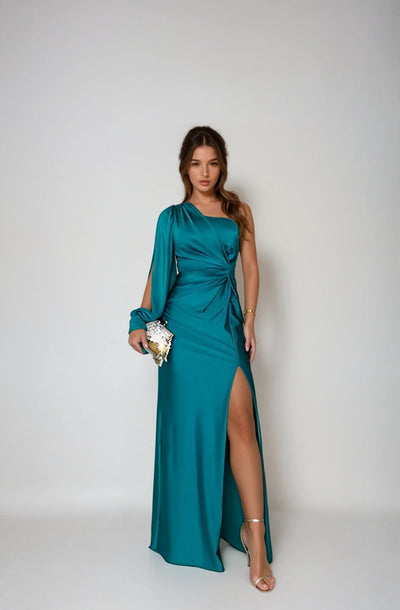 Satin One-Shoulder Dress - Celina