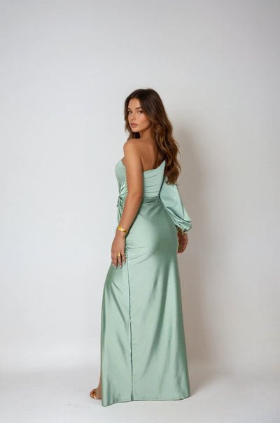 Satin One-Shoulder Dress - Celina
