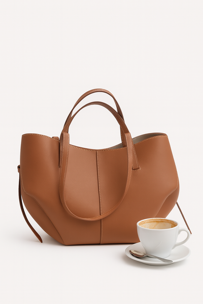 Vintage leather tote bag Julienne in elegant brown – stylish women’s handbag with spacious design