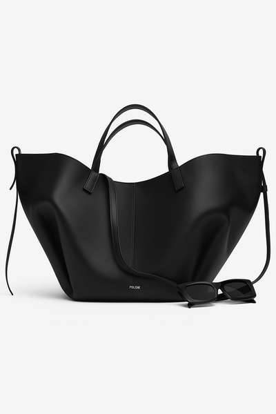 Vintage leather tote bag Julienne in elegant black– stylish women’s handbag with spacious design