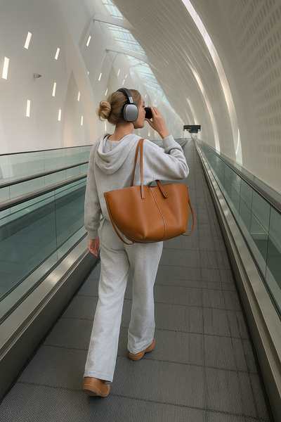 Vintage leather tote bag Julienne in elegant brown – stylish women’s handbag with spacious design