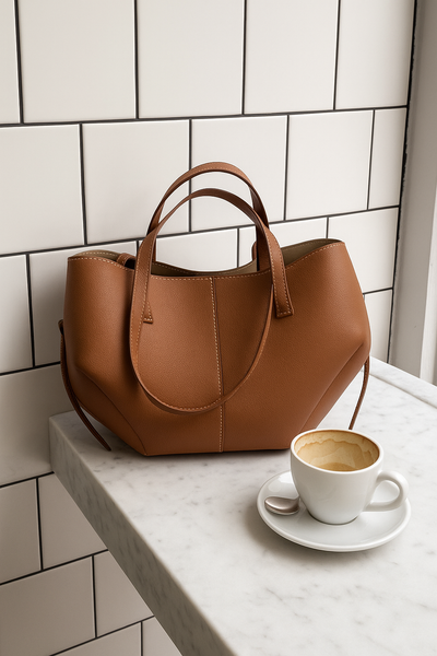 Vintage leather tote bag Julienne in elegant brown – stylish women’s handbag with spacious design
