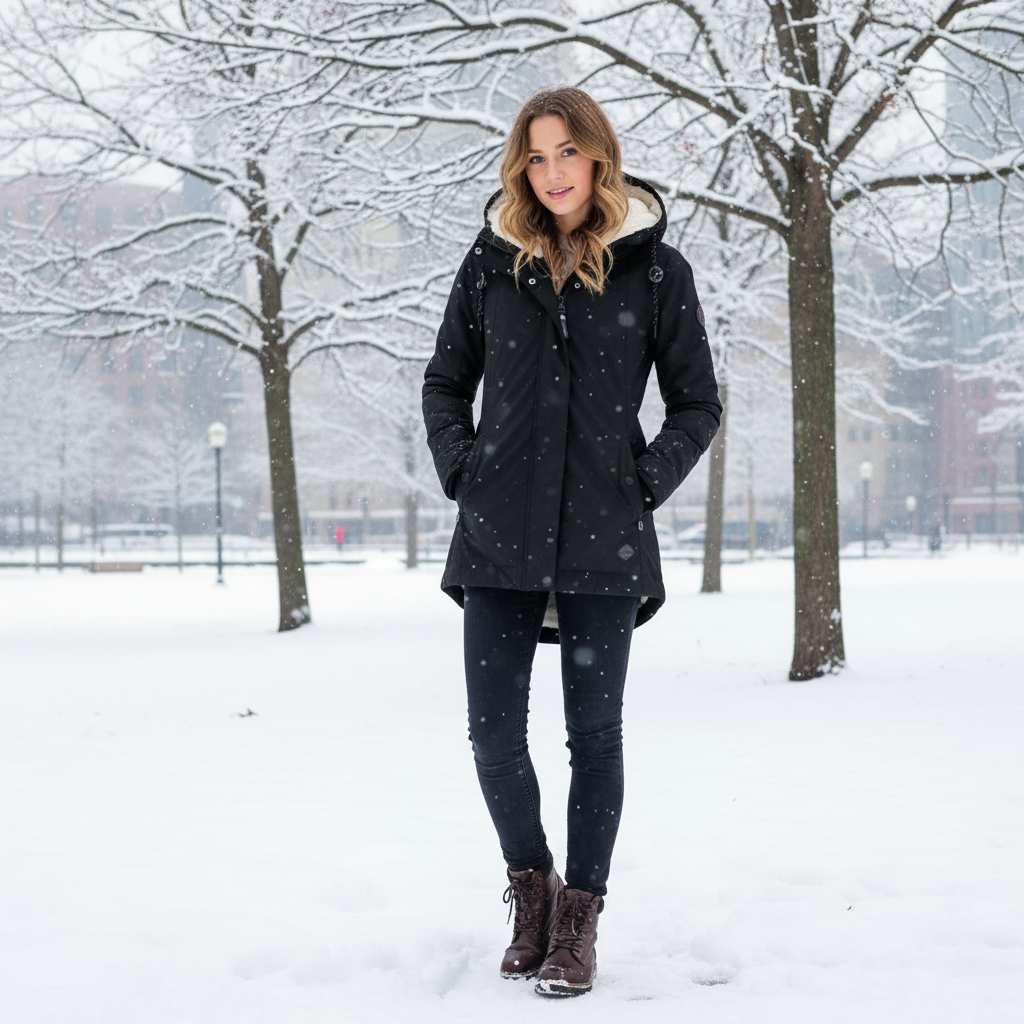Elegant waterproof winter coat for women with warm faux fur lining – Leandra by Avery Lane