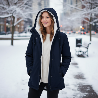 Elegant waterproof winter coat for women with warm faux fur lining – Leandra by Avery Lane