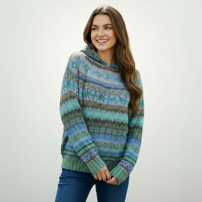 Cosy knitted Norwegian hoodie for women with soft warm fabric – Samira by Avery Lane