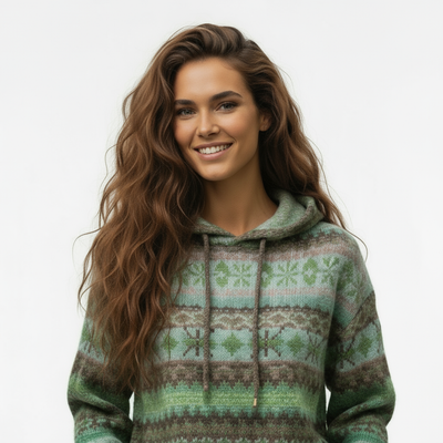 Cosy knitted Norwegian hoodie for women with soft warm fabric – Samira by Avery Lane