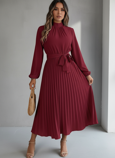 Pleated midi dress women – Isabelle