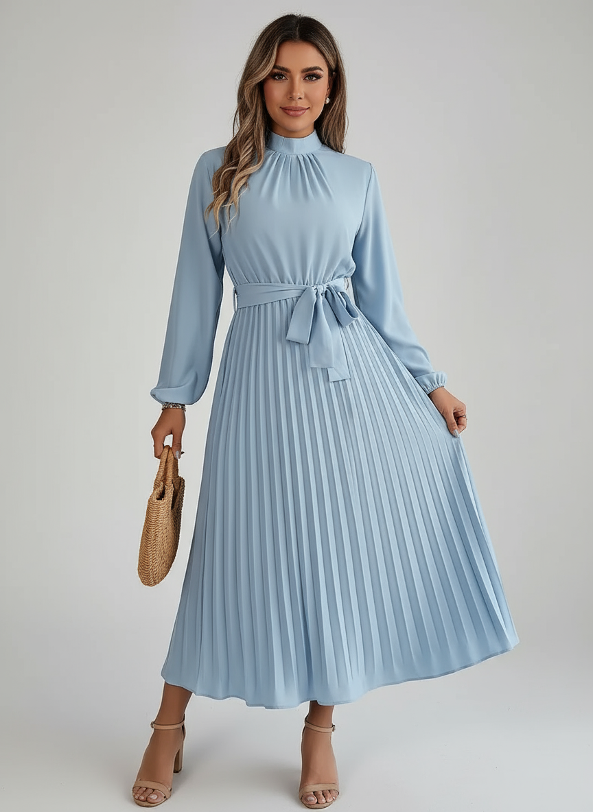 Pleated midi dress women – Isabelle