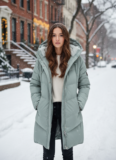 Elegant warm winter coat for women with faux fur lining and water-resistant outer layer – Avery Lane