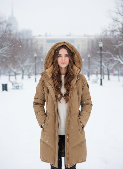 Elegant warm winter coat for women with faux fur lining and water-resistant outer layer – Avery Lane