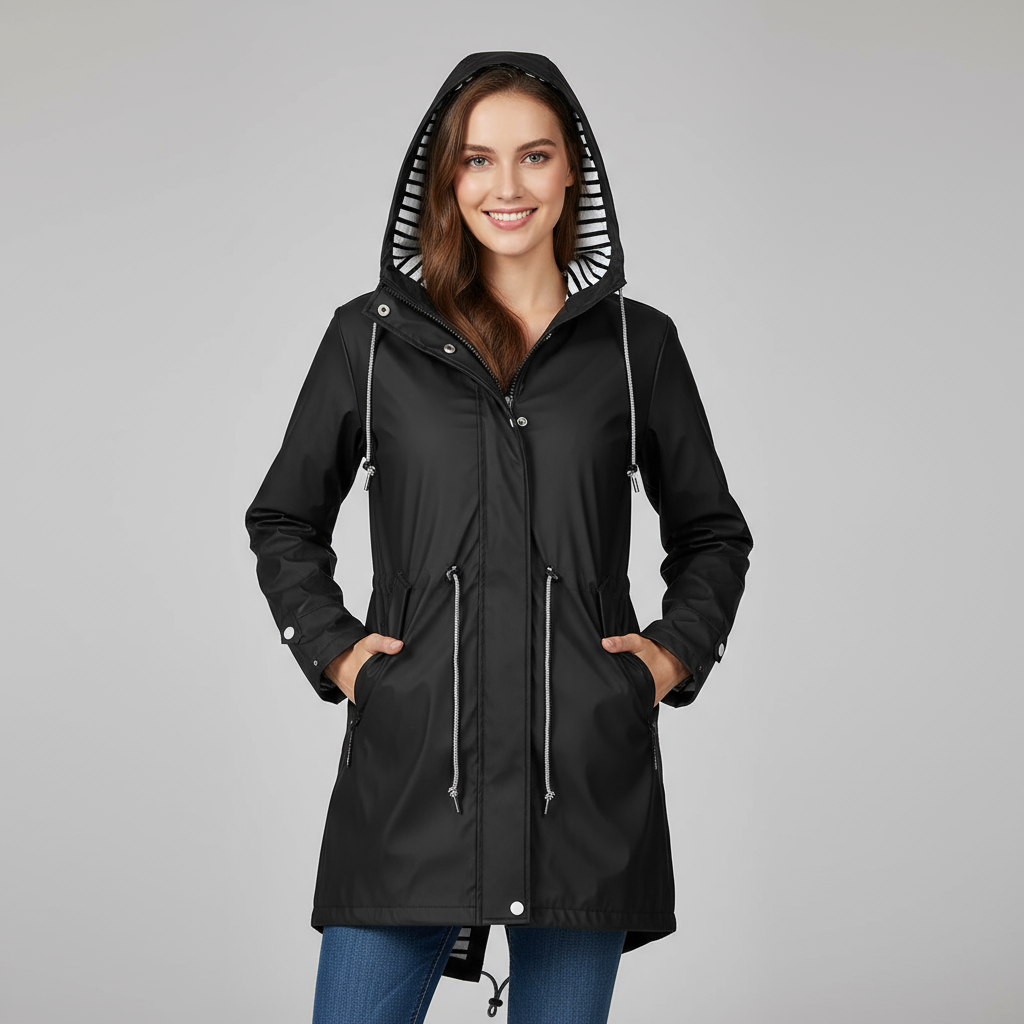 Stylish waterproof rain jacket for women with lightweight breathable design – Elouane by Avery Lane