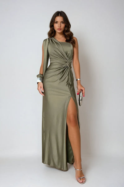 Satin One-Shoulder Dress - Celina